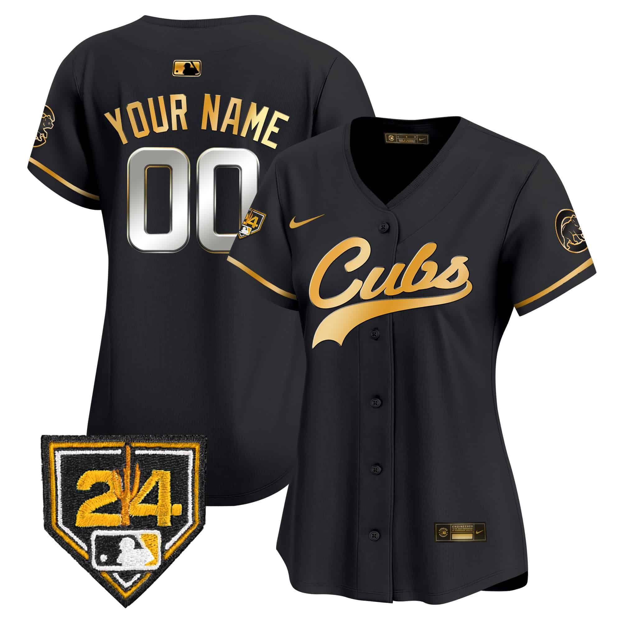 Women Chicago Cubs Black Nike 2024 Spring Training Patch Vapor Premier Limited Custom MLB Jersey